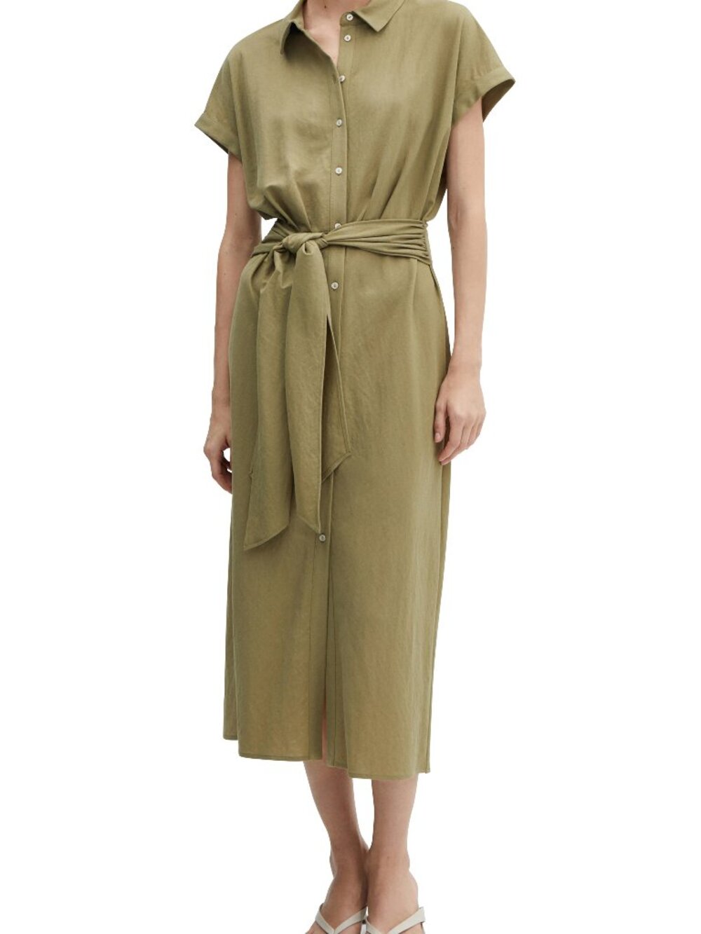 Mango Knot Detail Midi Shirtdress Size 8